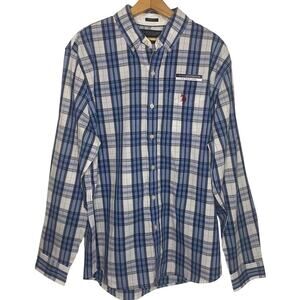 Mens New US Polo Assn Long Sleeve Dress Shirt Blue Striped Button Up Size Large